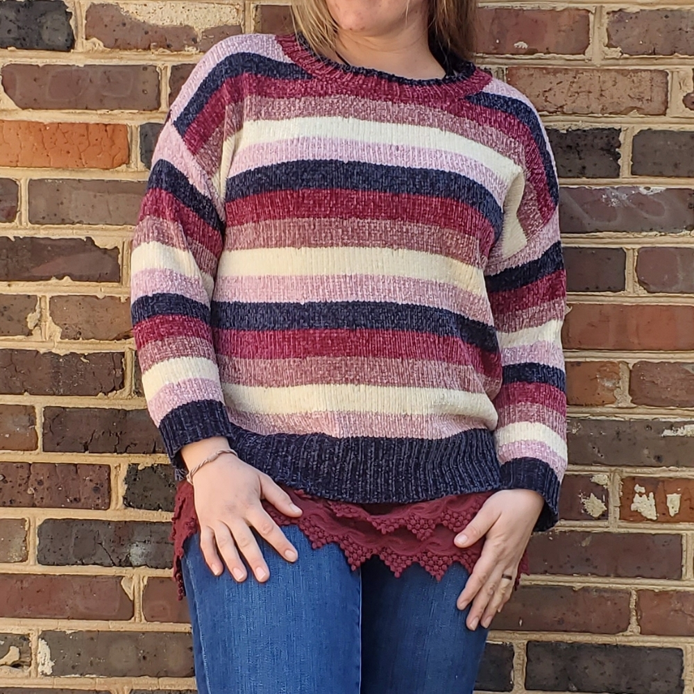 RELISTED O&O soft chenille striped sweater - Picture 6 of 6